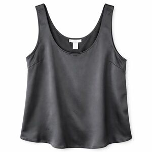 H&M | Elevated Basic Charcoal Satin Tank Top Scoop Neckline Wide Straps Size L
